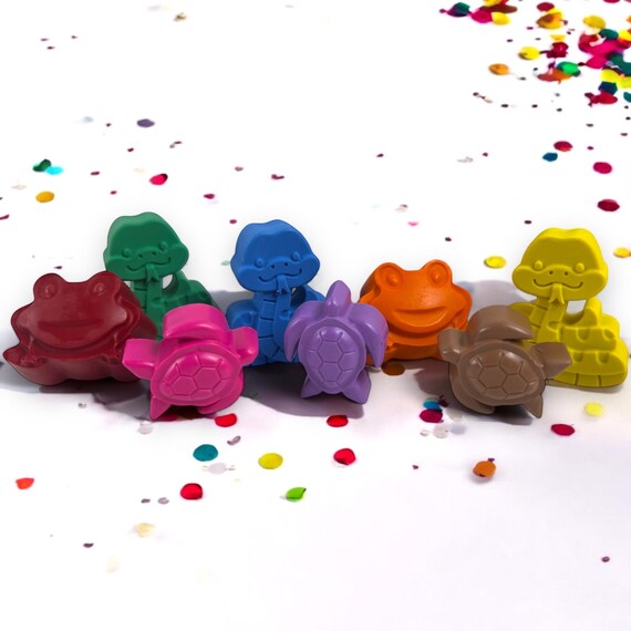 Reptile Crayons: Frog, Turtle, Snake, Lizard - Kids Birthday Favors