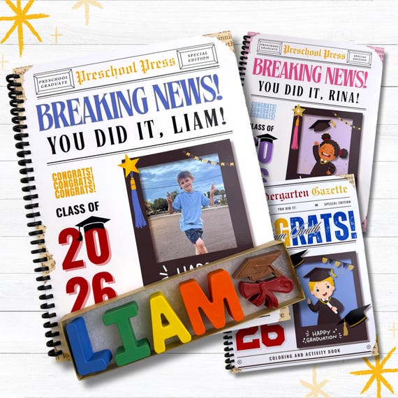 Personalized Graduation Coloring Book & Crayons Set: Kids Keepsake Gift