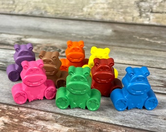 Hippo Crayon Favors - Fun and Colorful Kids Birthday Gifts - Perfect for Safari-Themed Parties and Classroom Gifts