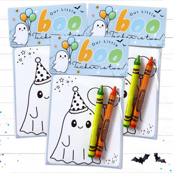 Personalized Boys Halloween Birthday Party Favors Our Little Boo Ghost Treat Packs