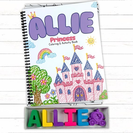 Personalized Princess 3rd Birthday Gift, Custom Name Crayons and Activity Book Set
