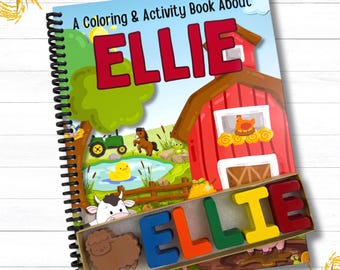 Customized Kids' Farm Animal Coloring & Activity Books - Gift with Name Crayon Set
