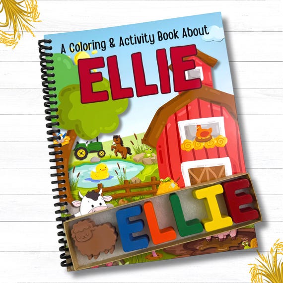 Customized Kids' Farm Animal Coloring & Activity Books - Gift with Name Crayon Set