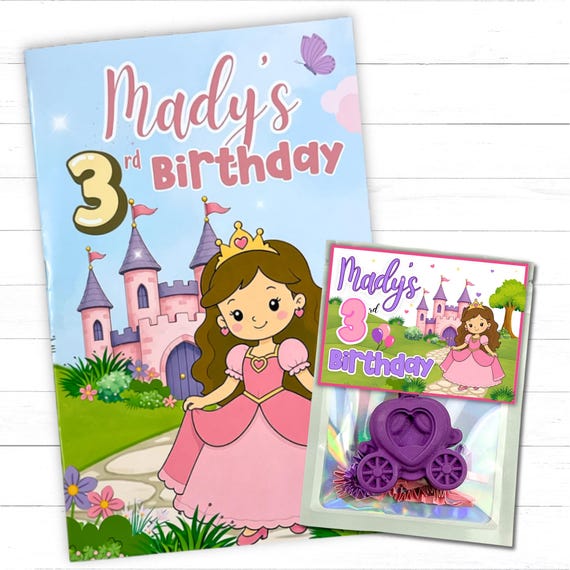 Personalized Girls Princess Birthday Party Favors Custom Shape Crayons Activity Book Set