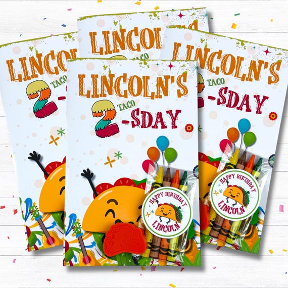 Personalized Taco Birthday Coloring Book Set, Taco Twosday Party Favor, Non Candy Goodie Bag