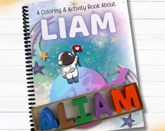 Personalized Outer Space Activity Book: Kids Coloring Gift Set with Name Crayons