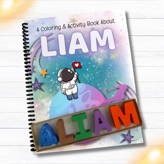 Personalized Outer Space Activity Book: Kids Coloring Gift Set with Name Crayons