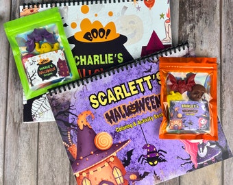 Halloween Personalized Kids Color Books with Crayons - Halloween Coloring Fun for Toddlers - Ideal Gifts for Birthdays and Holidays
