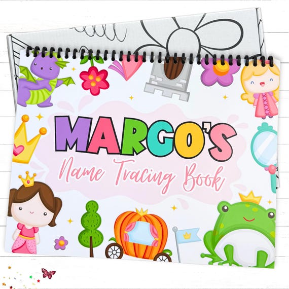 Personalized Kids Princess Name Tracing Book Custom Handwriting Practice Workbook