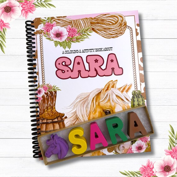 Personalized Cowgirl Coloring Book & Name Crayons - Western Gift Set