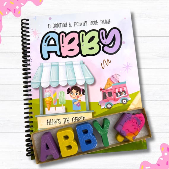 Personalized Ice Cream Coloring & Activity Book with Crayon Gift Box