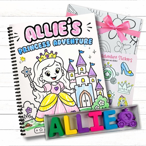 Personalized Princess PreK Gift Box, Custom Name Crayons Kindergarten Toddler Sticker Set