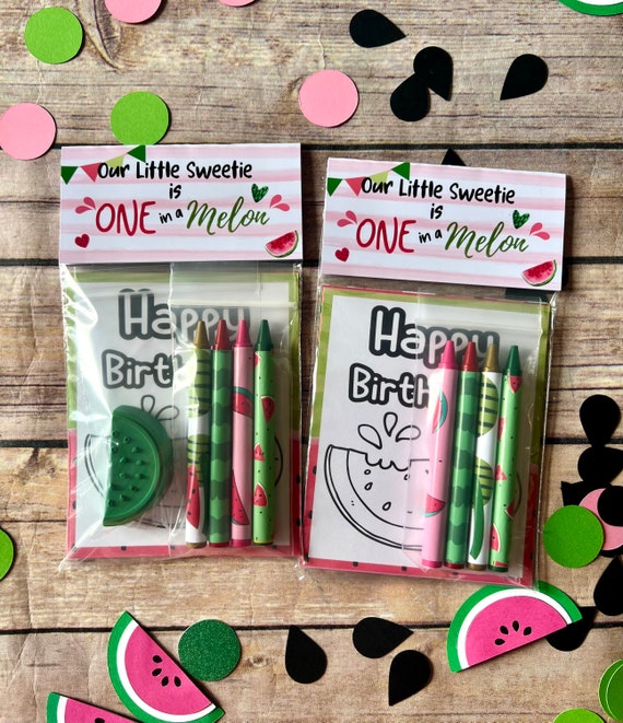 One in a Melon Mini Color Packs. Personalized. Party Favors. Kids Gifts.  Class Favors. Watermelon Crayons. Birthday Favors. Goodie Bags. 