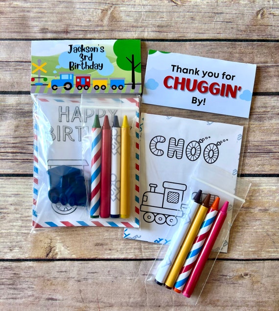Train Mini Color Packs. Personalized. Party Favors. Kids Gifts