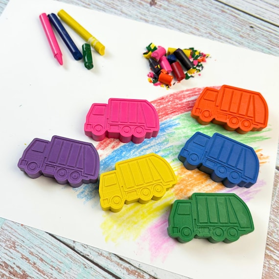 Bulk Garbage Truck Crayons: Hand-Poured, Chunky, Vibrant Party Favors (Choose Pack Size)