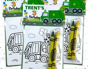 Personalized Boy Garbage Truck Birthday Party Favors Mini Color Packs