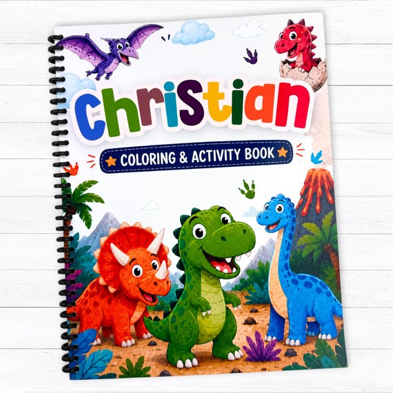 Personalized Dinosaur Activity Book | Custom Name Gift for Kids