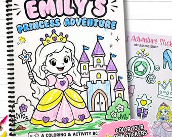 Personalized Princess Coloring Book & Stickers | Kids Gift