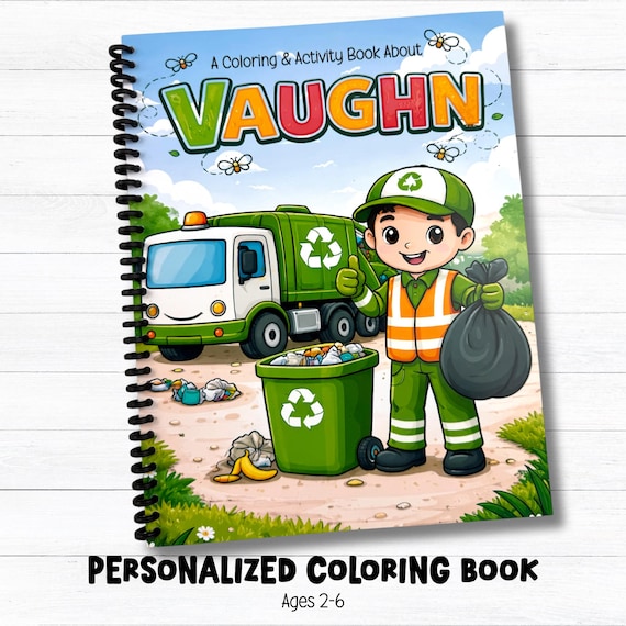Personalized Garbage Truck Coloring Book | ABC Learning Activity Book Ages 2-6