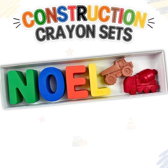 Personalized Construction Name Crayons | Toddler Friendly