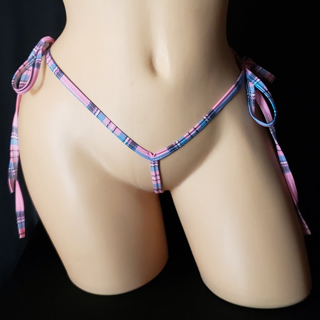 Ultimate String Bikini Bottom in Pink Plaid pic picture image
