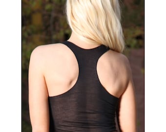 Sexy Tank Top in Semi-Sheer Black Jersey for Lounging, Lingerie or