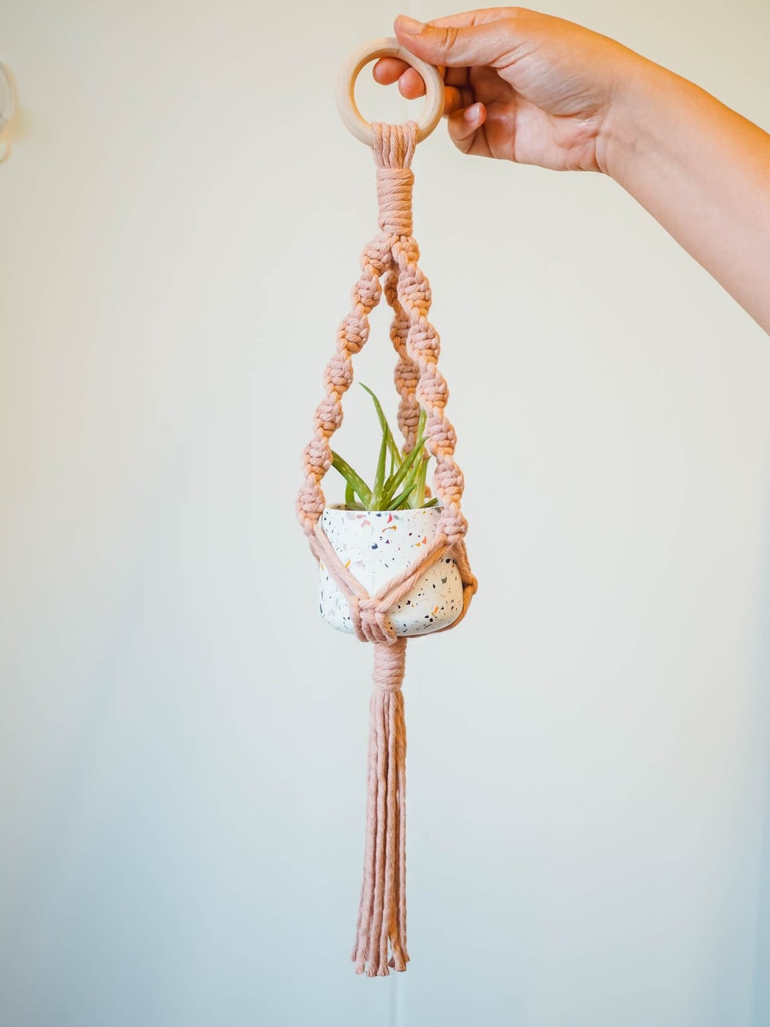 XXXFLOWER Makramee-Pflanzenaufhänger Set (3 Stück) | Handgewebt Aus Baumwolle Mit Haken – Boho-Deko Für Drinnen