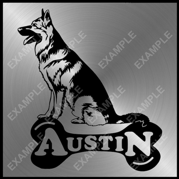 Customizable German Shepherd Monogram - on bone