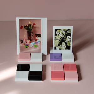 Check picture holder. The cutest gift! Checkerboard photo holder. Instax/polaroid holder. Dopamine decor place settings table number stand.