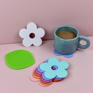 Daisy Coaster / Flower Trinket / Candle Tray - Aesthetic Scalloped Edge - Pink, Purple, Blue, Mint and Orange