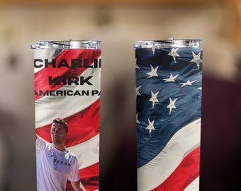 Charlie Kirk Patriotic 20 oz Tumbler Be Proud to be an American US Shipping