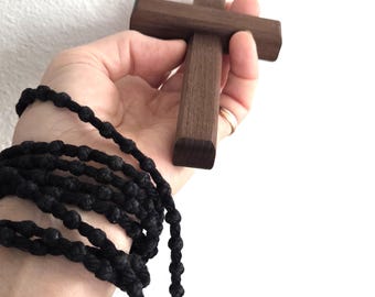 Black Walnut Hand Cross: Comfort Cross, Wedding, Anniversary, Baptism Gift