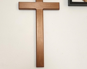Maple Wood Cross: Gold, Silver, Bronze Finish - Home Blessing Gift