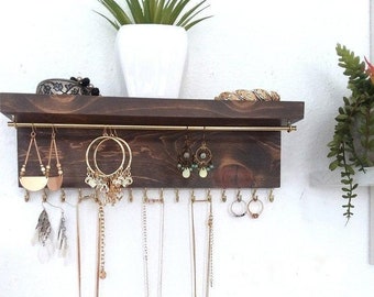 Jewelry Organizer Shelf: Necklace & Earring Holder, Contemporary Design