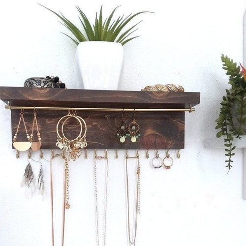 Jewelry Organizer Shelf: Necklace & Earring Holder, Contemporary Design