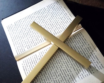 Modern Slim Gold Wood Cross: Christian Home Blessing, Wedding, Baptism