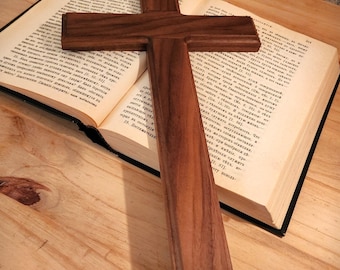 Black Walnut Wall Cross: Home Blessing, Wedding, Anniversary, Baptism Gift
