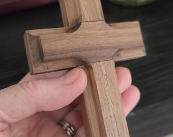 Black Walnut Small Cross:  Home warming, Baptism, Wedding Gift, Comfort Cross