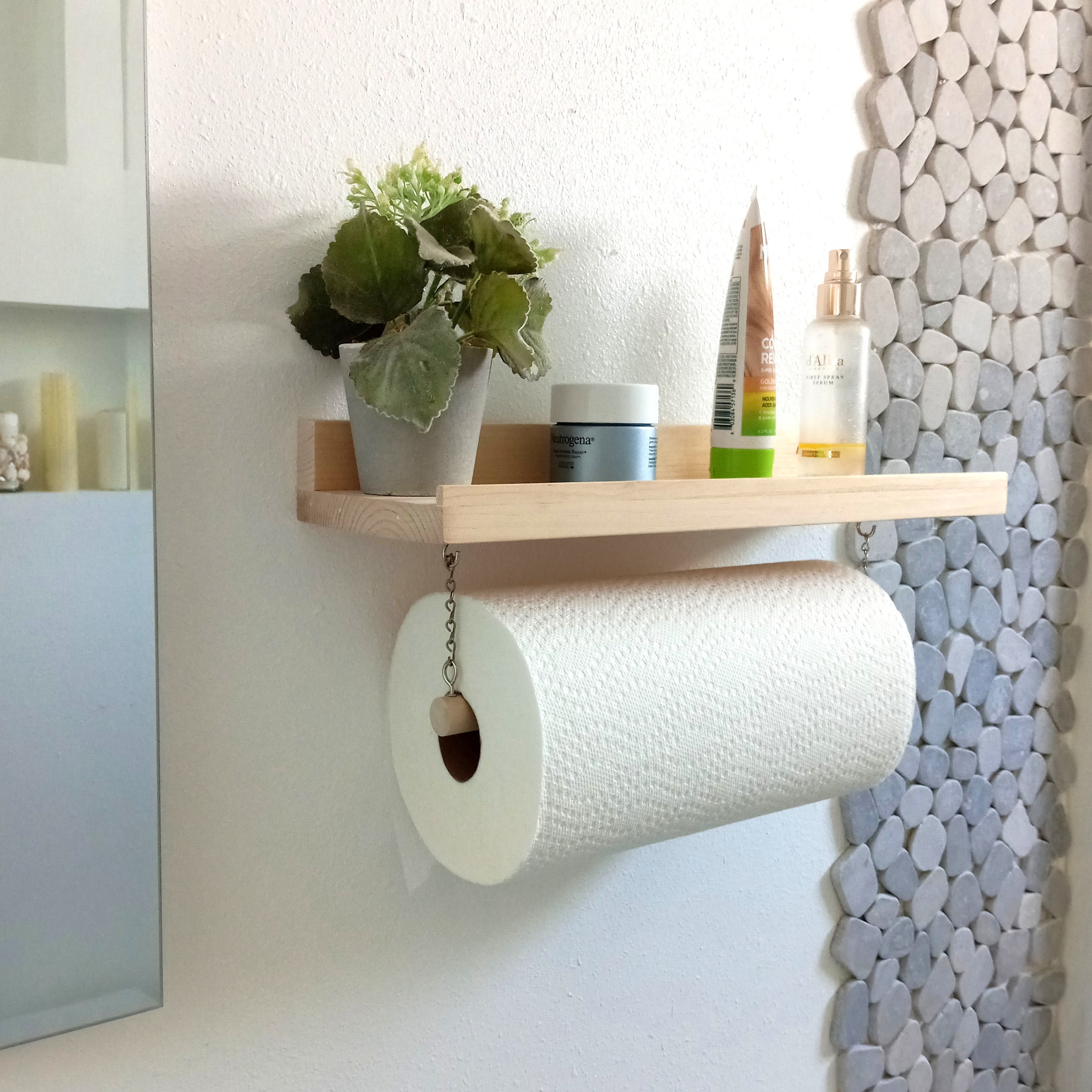 Wood Paper Towel Holder Wall-Mount Kitchen/Bar/Bath/Log Cabin