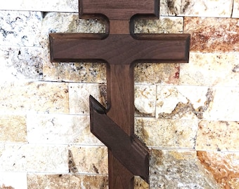 Black Walnut Three Bar Cross: Orthodox Cross