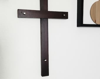 Handmade Wooden Cross with Crucifix Nails: Distressed Wood, Easter Decor