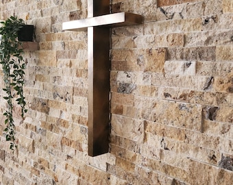 Distressed Wood Cross: Gold & Black Finish, Home Blessing Decor