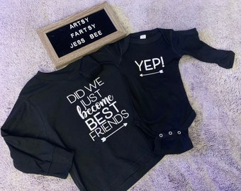 Did We Just Become Best Friends Shirts Step Brothers Shirt Set Sibling Announcement Cute Baby Announcement