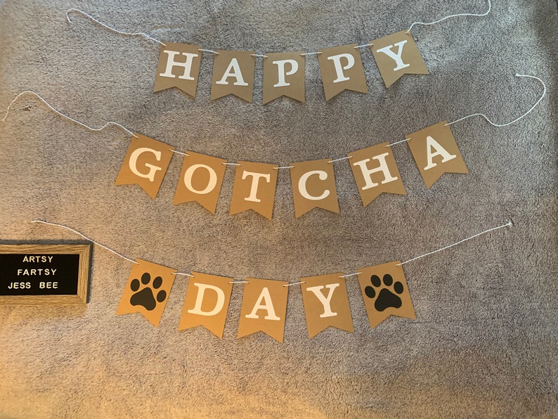 Happy Gotcha Day Banner Dog Paw Print Banner Gotcha Day | Etsy