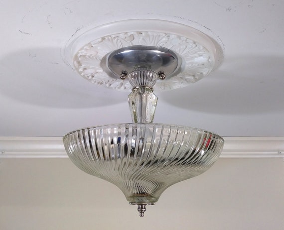 Antique Flush Mount Art Deco Ceiling Light Fixture Etsy