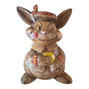 Vintage 1950’s California Original, Brown Easter Bunny, Brown Ceramic Rabbit Cookie Jar, LARGE