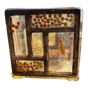 Vintage 1970’s Fall Floral Lucite Acrylic Bohemian Napkin Holder