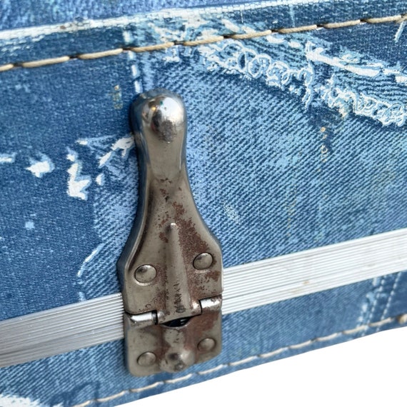 Vintage 1970’s Faux Denim Patchwork Suitcase/Week… - image 10