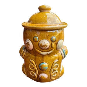 Vintage 1950’s Mid Century Gingerbread Man, Glazed Ceramic, Handpainted Cookie Jar and Made In Japan | Kitschy Cookie Jar and Kitchen Decor