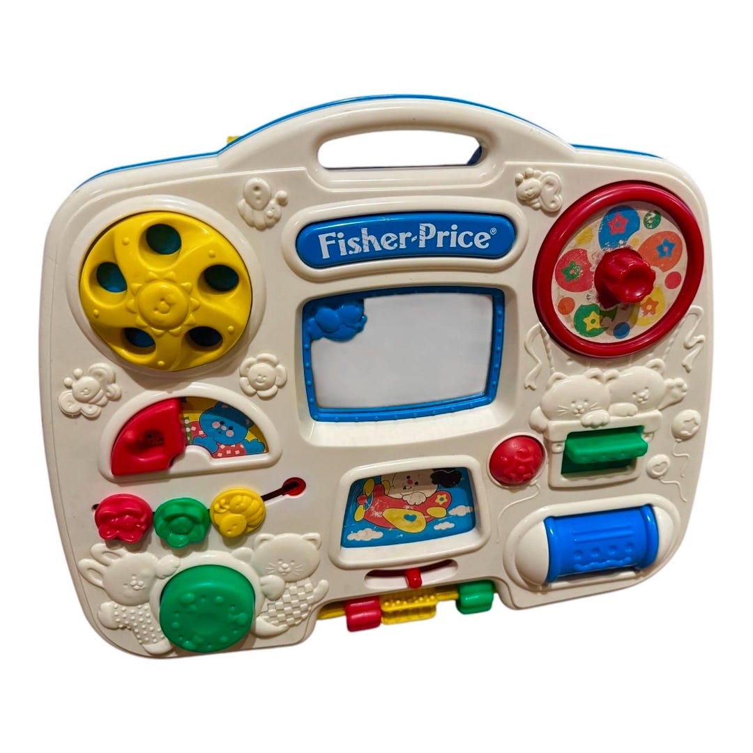 busy box fisher price Fisher-price Buddies Gift Set, 5 Animal-Themed Sensory Toys for Infants, Sorting Blocks plus non Vintage 1993 Fisher Price Busy